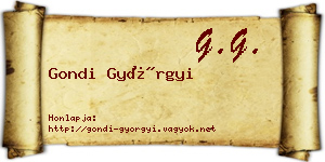 Gondi Györgyi névjegykártya