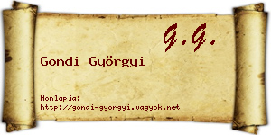 Gondi Györgyi névjegykártya